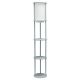 Simple Designs Round Etagere Storage Floor Lamp with 2 USB, 1 Outlet - Gray