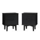 Walker Edison - Retro 2-Piece 2-Drawer Nightstand Set - Black