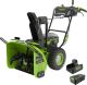 Greenworks - 24” 80 volt Cordless Brushless Two-Stage Snow Blower with (2) 4.0 Ah Batteries and Charger - Green