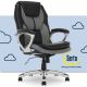 Serta - Amplify Work or Play Ergonomic High-Back Faux Leather Swivel Executive Chair with Mesh Accents - Black and Gray