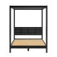 Walker Edison - Minimalist Slatted Solid Wood Canopy Queen Bedframe - Black
