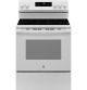 GE - 5.3 Cu. Ft. Freestanding Electric Range with Self-Clean and Steam Cleaning Option and Crisp Mode - White
