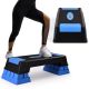 Costway - Aerobic Exercise Stepper Trainer W/Riser Adjustable Height 5''- 7''- 9'' - Blue