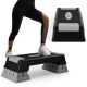 Costway - Aerobic Exercise Stepper Trainer W/Riser Adjustable Height 5''- 7''- 9'' - Gray