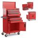 Costway 2 in 1 Rolling Cabinet Storage Organizer Chest Box Garage 6 Drawer Toolbox - Red