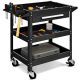 Costway - Three Tray Rolling Tool Cart Mechanic Cabinet Storage ToolBox Organizer w/Drawer - Black