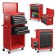 Costway 2 in 1 Rolling Cabinet Storage Chest Box Garage Toolbox Organizer with 6 Drawers - Black/Red
