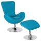 Alamont Home - Egg Contemporary Fabric Chair and Ottoman Set - Aqua Fabric