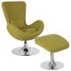 Alamont Home - Egg Contemporary Fabric Chair and Ottoman Set - Green Fabric