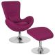 Alamont Home - Egg Contemporary Fabric Chair and Ottoman Set - Magenta Fabric