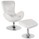 Alamont Home - Egg Contemporary Leather/Faux Leather Chair and Ottoman Set - White LeatherSoft
