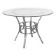 Alamont Home - Carlisle 45'' Round Glass Dining Table with Crescent Style Metal Frame - Clear Top/Silver Frame