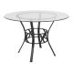 Alamont Home - Carlisle 45'' Round Glass Dining Table with Crescent Style Metal Frame - Clear Top/Black Frame