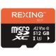Rexing - 512GB MicroSDXC UHS-3 Full HD Video High Speed Transfer Monitoring SD Memory Card with Adapter