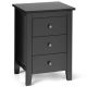 Costway - Nightstand End Beside Sofa Table Cabinet with 3 Drawers Bedroom Furniture - Black