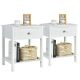 Costway - 2PCS 2-Tier Nightstand Modern Side End Table with Drawer & Open Shelf - White