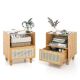 Costway - 2PCS Bamboo Rattan Nightstand Boho Bedside End Table with Drawer Wood Legs - Natural