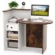 Costway - Front Reception Desk with Open Shelf and Lockable Drawer - Rustic Brown and White COST00002