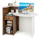 Costway - Front Reception Desk with Open Shelf and Lockable Drawer - Rustic Brown and White COST00035