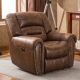 Bestier Oversized Vegan Leather Manual Power Recliner with Nailhead Trim and USB Port - Brown