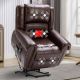 Bestier - Faux Leather Power Lift Massage Recliner with Heat and USB Port - Brown