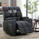 Bestier - Faux Leather Manual Massage Recliner with Vibration, Arm Storage and Two Cup Holders - 33.5