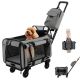 Costway Cat Carrier with Wheels Large Rolling Cat Dog Carrier w/Telescopic Handle Grey - Grey
