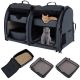 Costway Double Compartment Pet Carrier Portable 3-in-1 Pet Kennel w/Carry Bag for Cats - Black