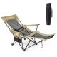 Costway - Folding Camping Chair with Detachable Footrest for Fishing, Camp, Picnics - Khaki