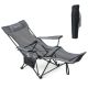 Costway - Folding Camping Chair with Detachable Footrest for Fishing, Camp, Picnics Grey - Gray