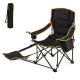 Costway - 1 PCS Folding Camping Chair with Footrest Adjustable Backrest Padded Cushion - Black
