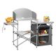 Costway Foldable Camping Table Outdoor BBQ Portable Grilling Stand w/Windscreen Bag - Gray