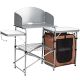 Costway Foldable Camping Table Outdoor BBQ Portable Grilling Stand w/Windscreen Bag - Silver