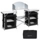 Costway Folding Portable Aluminum Camping Grill Table w/ Storage Organizer Windscreen - Black