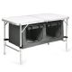 Costway Adjustable Camping Table Aluminum w/ Storage Organizer Grey - White + Grey