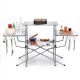 Costway Foldable Camping Table Outdoor Kitchen Portable Grilling Stand Folding BBQ Table - light gray
