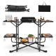 Costway Camping Kitchen Table Folding Portable Outdoor Cook Station w/ 4 Side Tables - Black