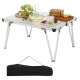 Costway Folding Camping Table w/ Storage Bag and Waterproof Desktop Aluminum Structure - Silver