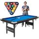 Costway - 6 FT Billiard Table 76 Inch Foldable Pool Table Perfect for Kids and Adults Blue - Black+Blue