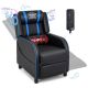 Costway Massage Gaming Recliner Chair PU Leather Single Recliner Sofa Chair Blue - Blue and Black