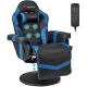 Costway Massage Gaming Recliner Height Adjustable Racing Swivel Chair with Cup Holder Blue - Blue + Black