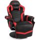 Costway Massage Gaming Recliner Reclining Racing Chair Swivel Red - Red + Black