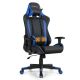 Costway Massage Gaming Chair Reclining Racing Chair w/Lumbar Support and Headrest Blue - Blue + Black