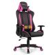 Costway Gaming Chair Reclining Racing Chair w/Lumbar Support and Headrest Pink - Pink + Black