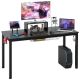 Costway 55 inch Gaming Desk Racing Style Computer Desk with Cup Holder & Headphone Hook - Black