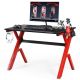 Costway Gaming Desk Computer Desk w/Controller Headphone storage Mouse Pad & Cup Holder - Red + Black