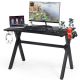 Costway Gaming Desk Computer Desk Table w/Cup Holder & Headphone Hook Gamer Workstation - Black
