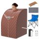 Costway 9-gear Adjustable Temperature Portable Steam Sauna w/ Herbal Box Coffee - Coffee