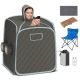 Costway 800W 2 Person Portable Steam Sauna Tent SPA w/ Hat Side Holes 3L Steamer - Grey