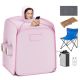 Costway 800W 2 Person Portable Steam Sauna Tent SPA w/ Hat Side Holes 3L Steamer - Pink